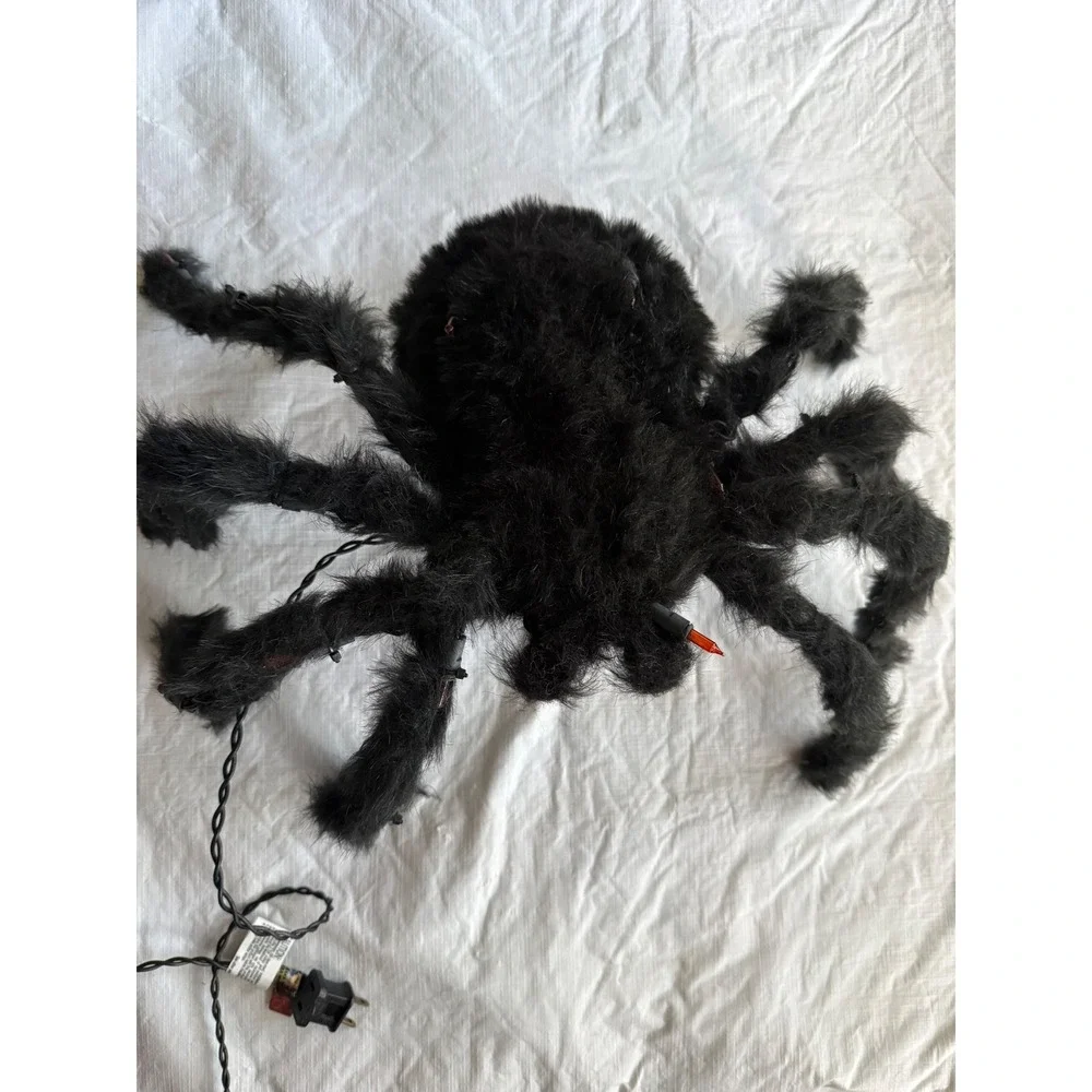 Target Halloween Orange Lighted Spider Black Fuzzy Decor 240 11 9583 2013